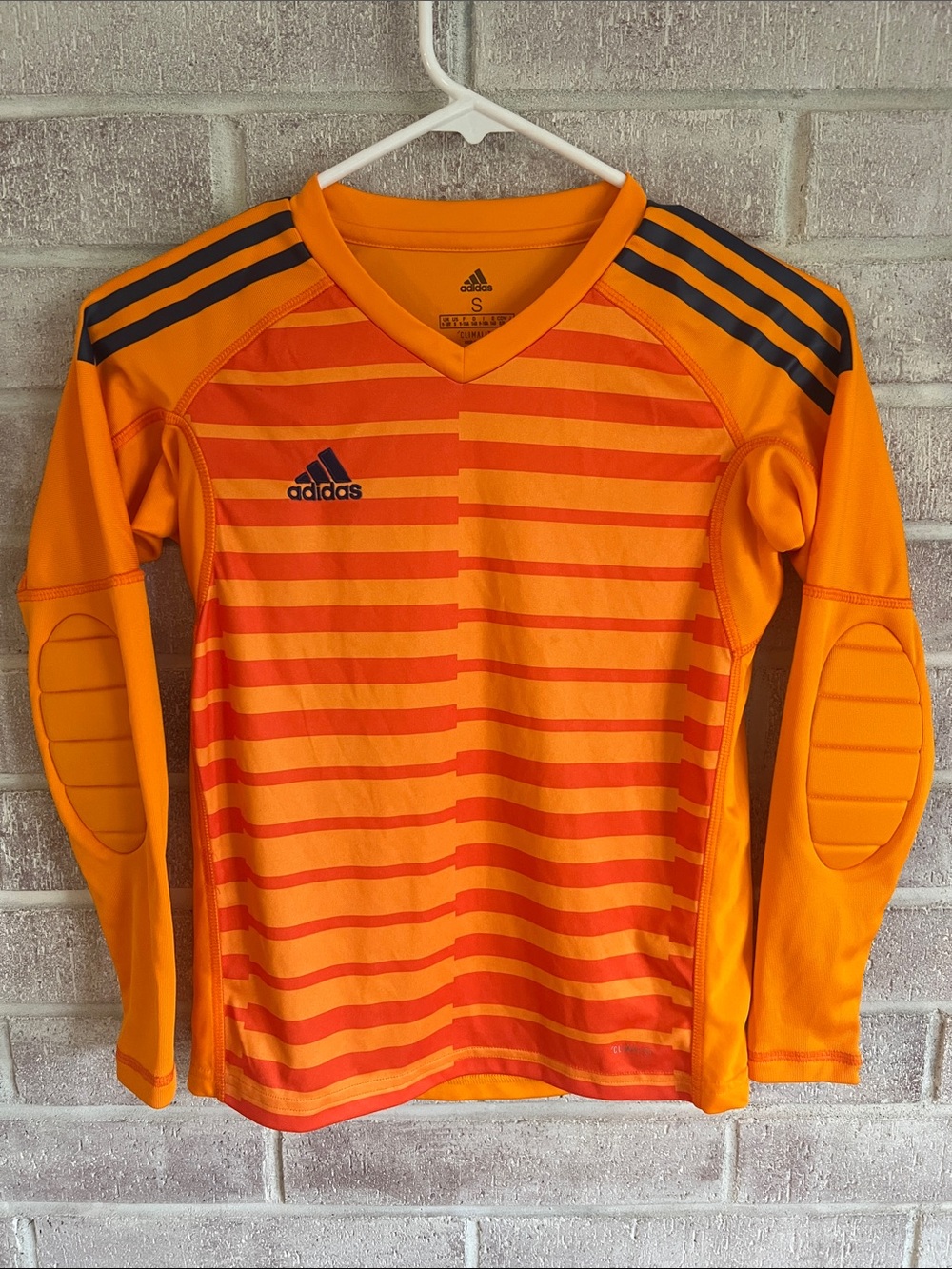 adidas Kids Orange & Dark Blue Padded-Arm Goalkeeper Jersey